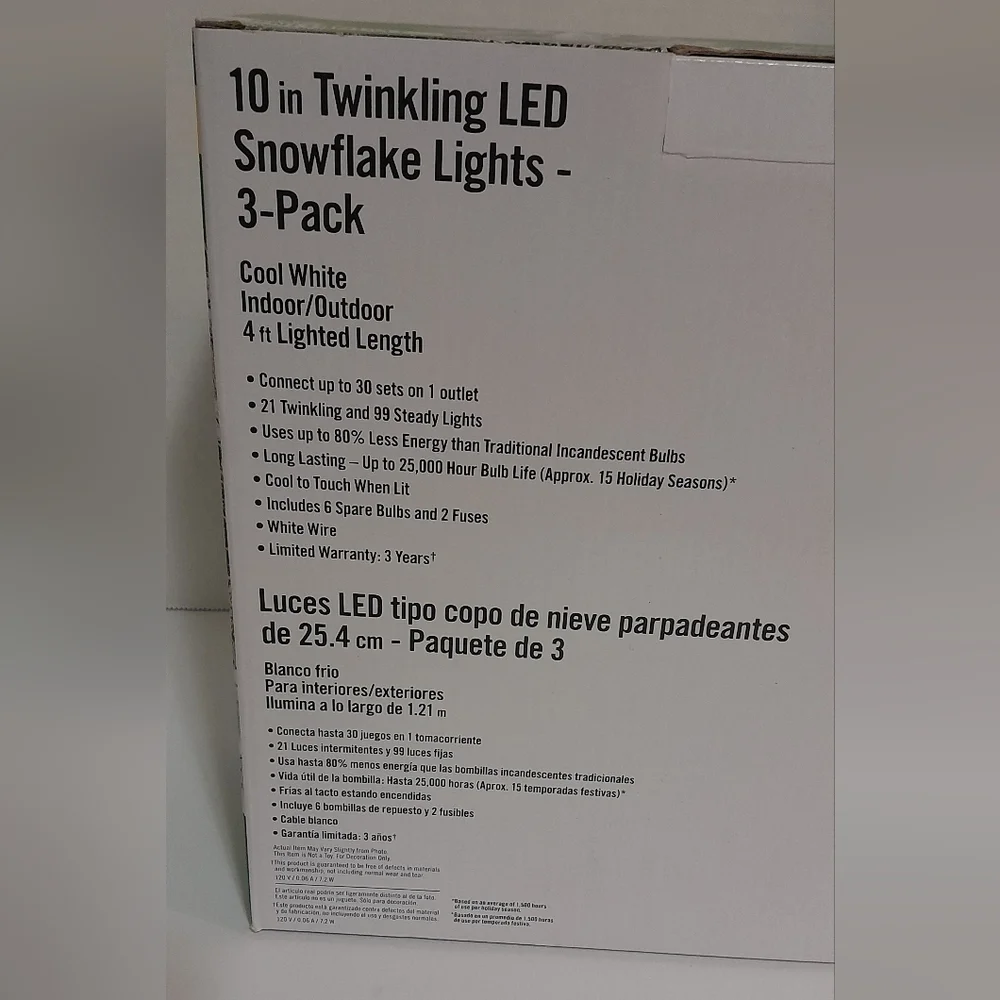 10 in LED Snowflake Light 3PK Twinkling Cool White Home Accents Holiday New